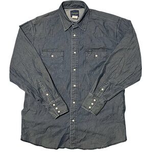 Vintage Wrangler Denim Pearl Snap Western Men’s Long Sleeve Shirt Size XL